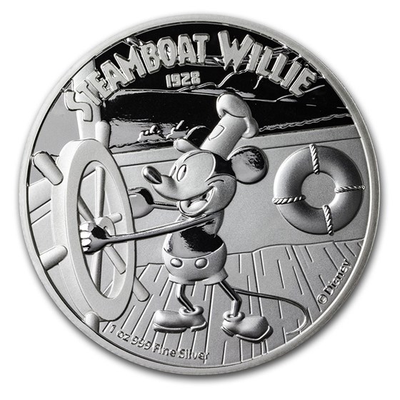 2020 Niue 1 oz Silver $2 Disney Steamboat Willie