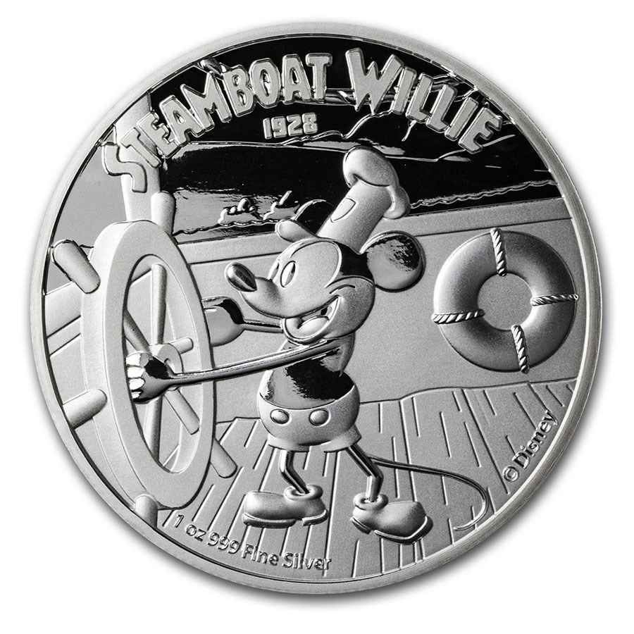 2020 Niue 1 oz Silver $2 Disney Steamboat Willie