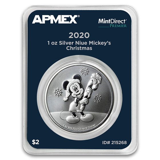 2020 Niue 1 oz Silver $2 Mickey Christmas (MD® Premier Single) 2020 Niue 1 oz Silver $2 Mickey Christmas (MD® Premier Single)