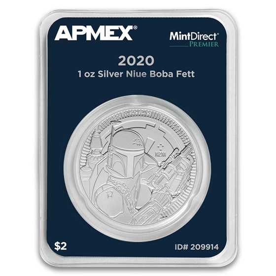 2020 Niue 1 oz Silver $2 Star Wars Boba Fett (MD® Premier Single) 2020 Niue 1 oz Silver $2 Star Wars Boba Fett (MD® Premier Single)