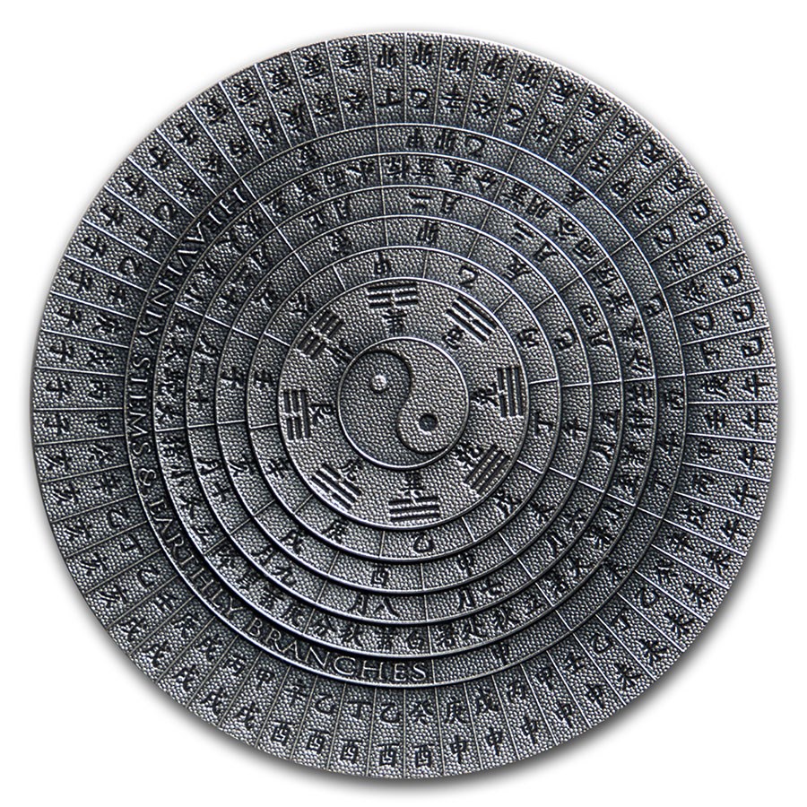2020 Niue 2 oz Antique Silver Ancient Calendars: Heavenly Stems