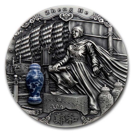 2020 Niue 2 oz Antique Silver Famous Explorers: Zheng He 2020 Niue 2 oz Antique Silver Famous Explorers: Zheng He