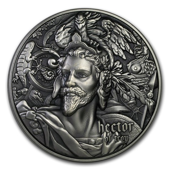 2020 Niue 2 oz Antique Silver Nine Worthies: Hector of Troy 2020 Niue 2 oz Antique Silver Nine Worthies: Hector of Troy