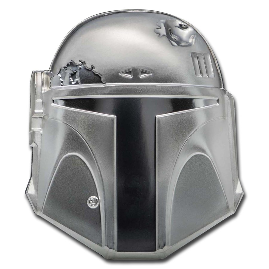 2020 Niue 2 oz Silver $5 Star Wars Boba Fett Helmet UHR