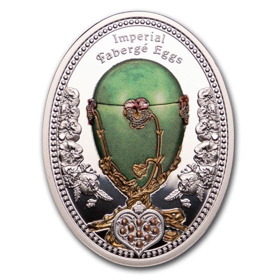 2020 Niue Silver Fabergé Eggs Steel Pansy Egg 2020 Niue Silver Fabergé Eggs Steel Pansy Egg