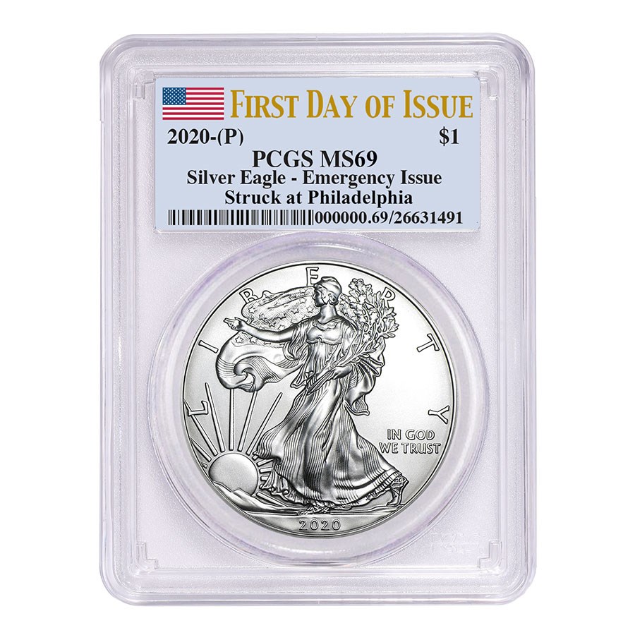 2020 (P) American Silver Eagle MS-69 PCGS (First Day of Issue)