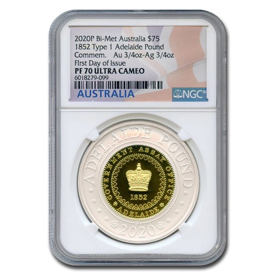 2020-P Australia Bi-Metal Adelaide Pound Commem PF-70 NGC (FDI) 2020-P Australia Bi-Metal Adelaide Pound Commem PF-70 NGC (FDI)