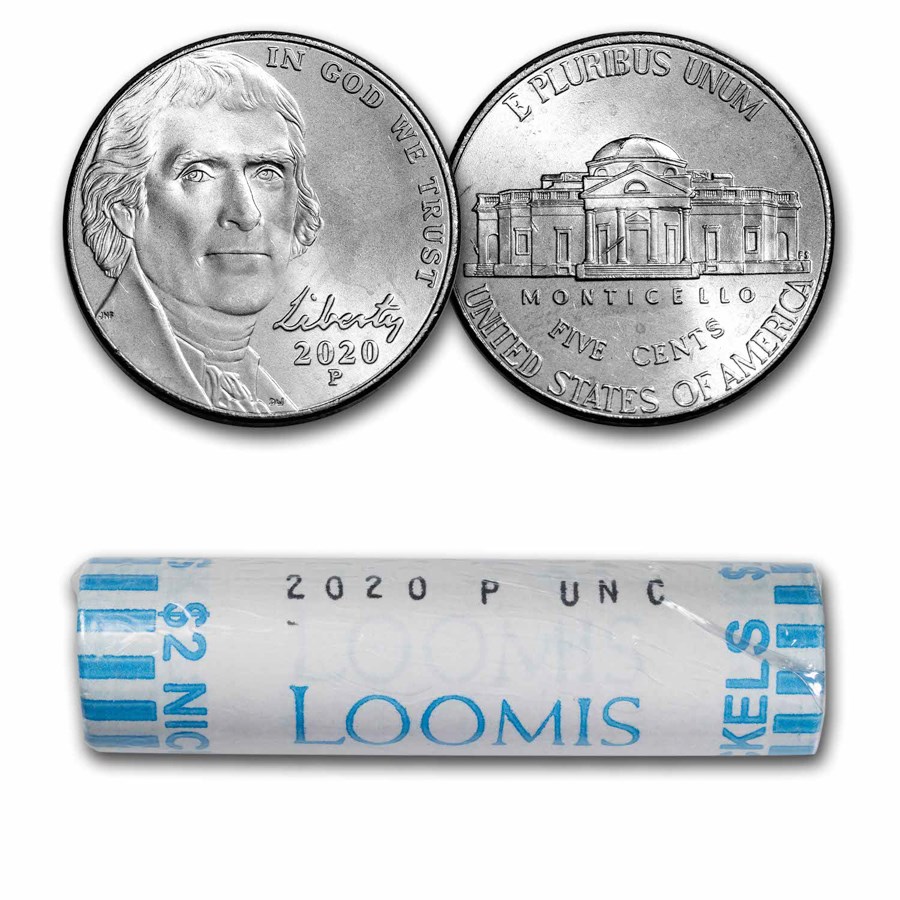 2020-P Jefferson Nickel 40-Coin Roll BU