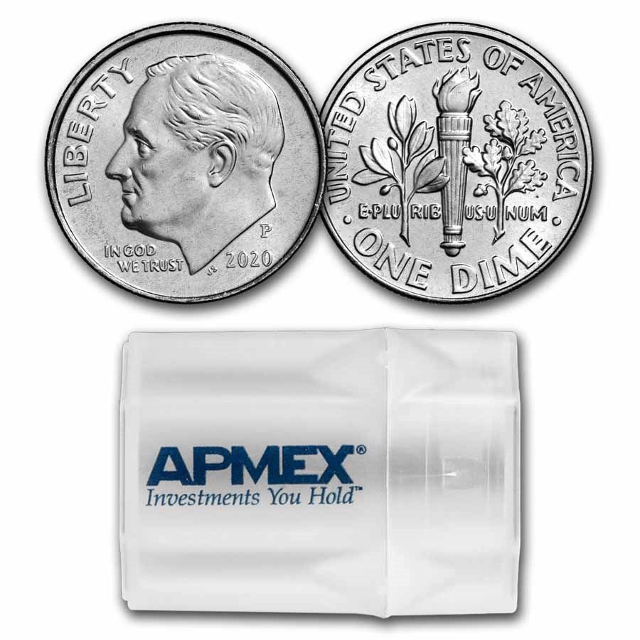 2020-P Roosevelt Dime 50-Coin Roll BU