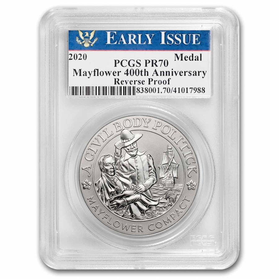 2020-P Silver Mayflower 400th Anniversary Medal Rev PR-70 PCGS