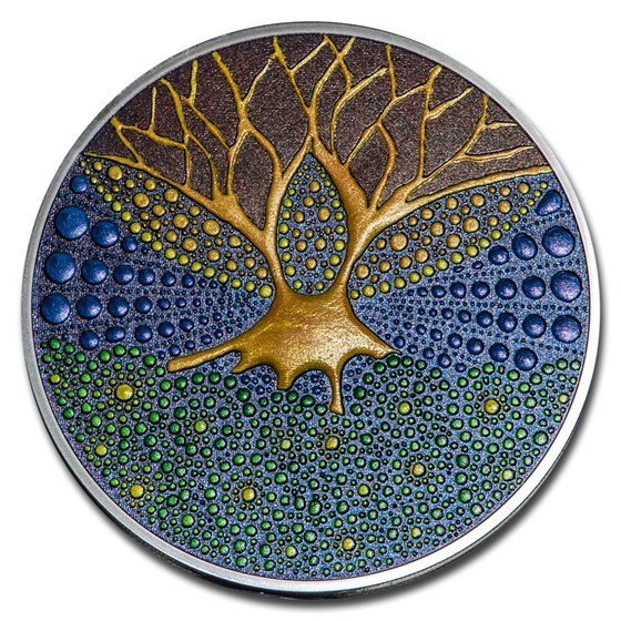 2020 Palau 3 oz Silver Proof Dot Art: Tree of Life 2020 Palau 3 oz Silver Proof Dot Art: Tree of Life