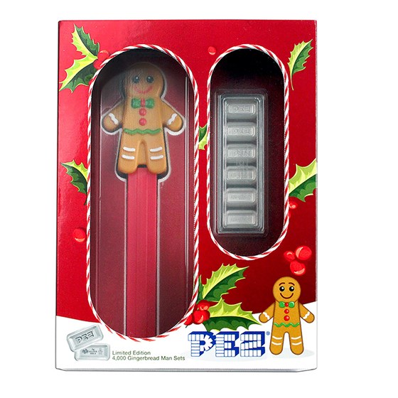 2020 PEZ® Gift Set w/Gingerbread Dispenser & 6x 5g Silver Wafers 2020 PEZ® Gift Set w/Gingerbread Dispenser & 6x 5g Silver Wafers