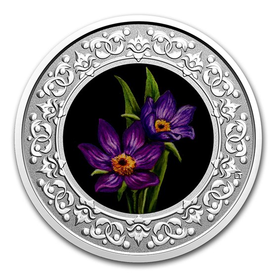 2020 RCM 1/4 oz Ag $3 Floral Emblems - Manitoba: Prairie Crocus 2020 RCM 1/4 oz Ag $3 Floral Emblems - Manitoba: Prairie Crocus