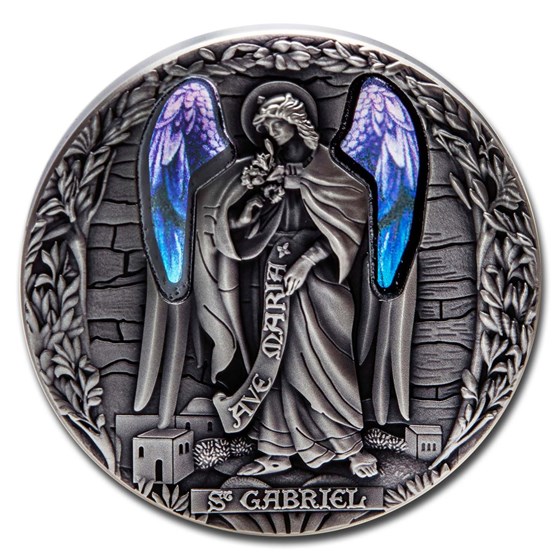 2020 Rep. of Cameroon 2 oz Antique Silver Archangel Gabriel 2020 Rep. of Cameroon 2 oz Antique Silver Archangel Gabriel