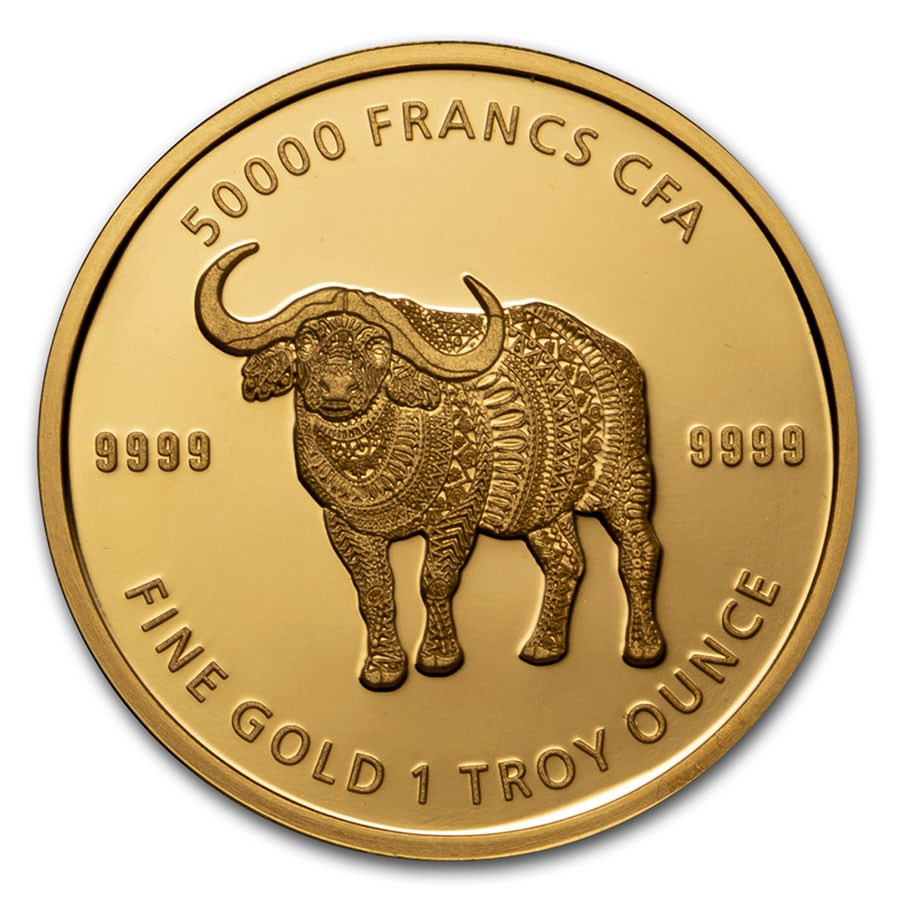 2020 Republic of Chad 1 oz Gold Mandala Buffalo BU