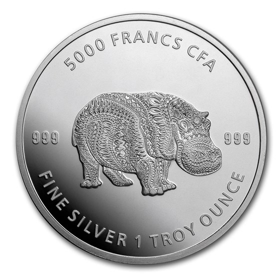 2020 Republic of Chad 1 oz Silver Mandala Hippo BU 2020 Republic of Chad 1 oz Silver Mandala Hippo BU