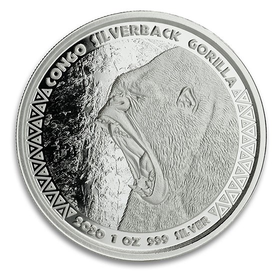 2020 Republic of Congo 1 oz Silver Silverback Gorilla (Prooflike) 2020 Republic of Congo 1 oz Silver Silverback Gorilla (Prooflike)