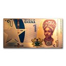 2020 Republic of Ghana 1/1000 oz Gold African Liberty Foil Note