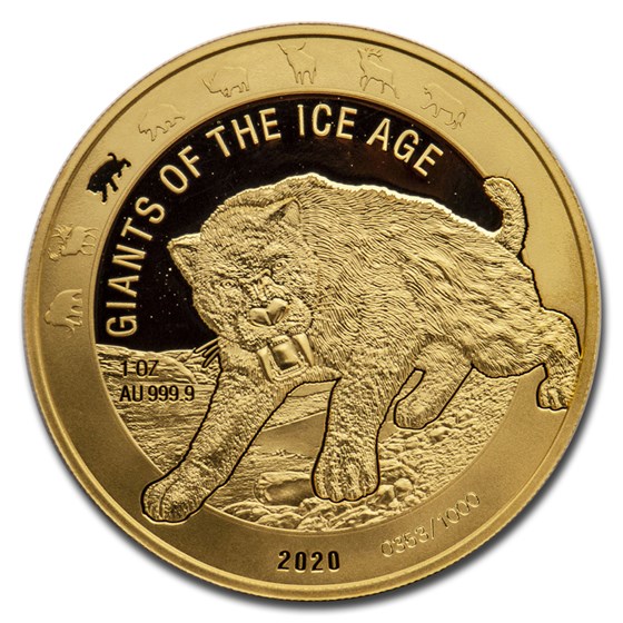 2020 Republic of Ghana 1 oz Gold Saber Toothed Cat Proof 2020 Republic of Ghana 1 oz Gold Saber Toothed Cat Proof