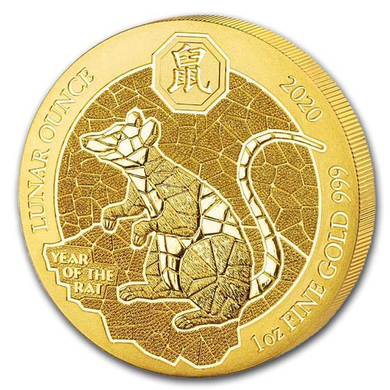 2020 Rwanda Lunar Year of the Rat BU coin .999 fine silver sealed 