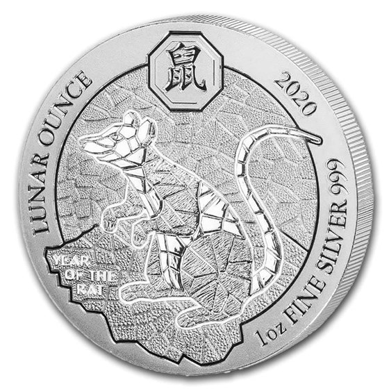 2020 Rwanda 1 oz Silver Lunar Year of the Rat BU