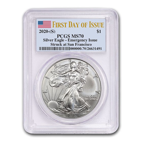 2020 (S) American Silver Eagle MS-70 PCGS (First Day of Issue) 2020 (S) American Silver Eagle MS-70 PCGS (First Day of Issue)