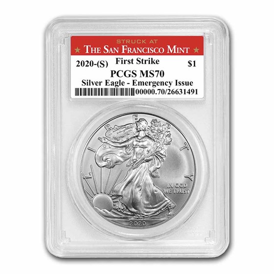2020 (S) American Silver Eagle MS-70 PCGS (FS, San Francisco) 2020 (S) American Silver Eagle MS-70 PCGS (FS, San Francisco)