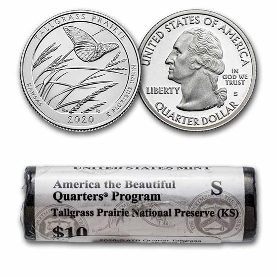 2020-S ATB Quarter Tallgrass Prairie Preserve 40-Coin Roll BU 2020-S ATB Quarter Tallgrass Prairie Preserve 40-Coin Roll BU