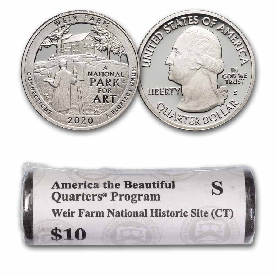 2020-S ATB Quarter Weir Farm Historic Site 40-Coin Roll BU
