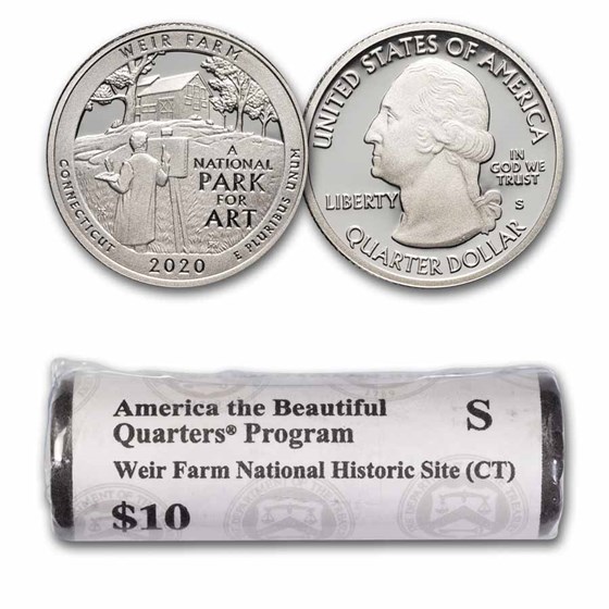 2020-S ATB Quarter Weir Farm Historic Site 40-Coin Roll BU 2020-S ATB Quarter Weir Farm Historic Site 40-Coin Roll BU
