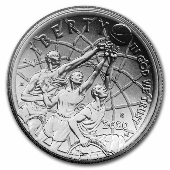 2020-S Basketball HOF 1/2 Dollar Clad BU (Young Collectors) 2020-S Basketball HOF 1/2 Dollar Clad BU (Young Collectors)