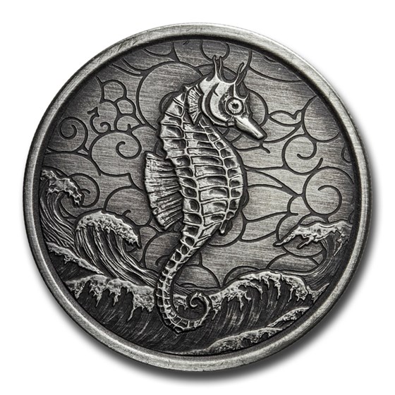 2020 Samoa 1 oz Silver Seahorse (Antique Finish)