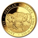 2020 Somalia 1/10 oz Gold African Elephant BU
