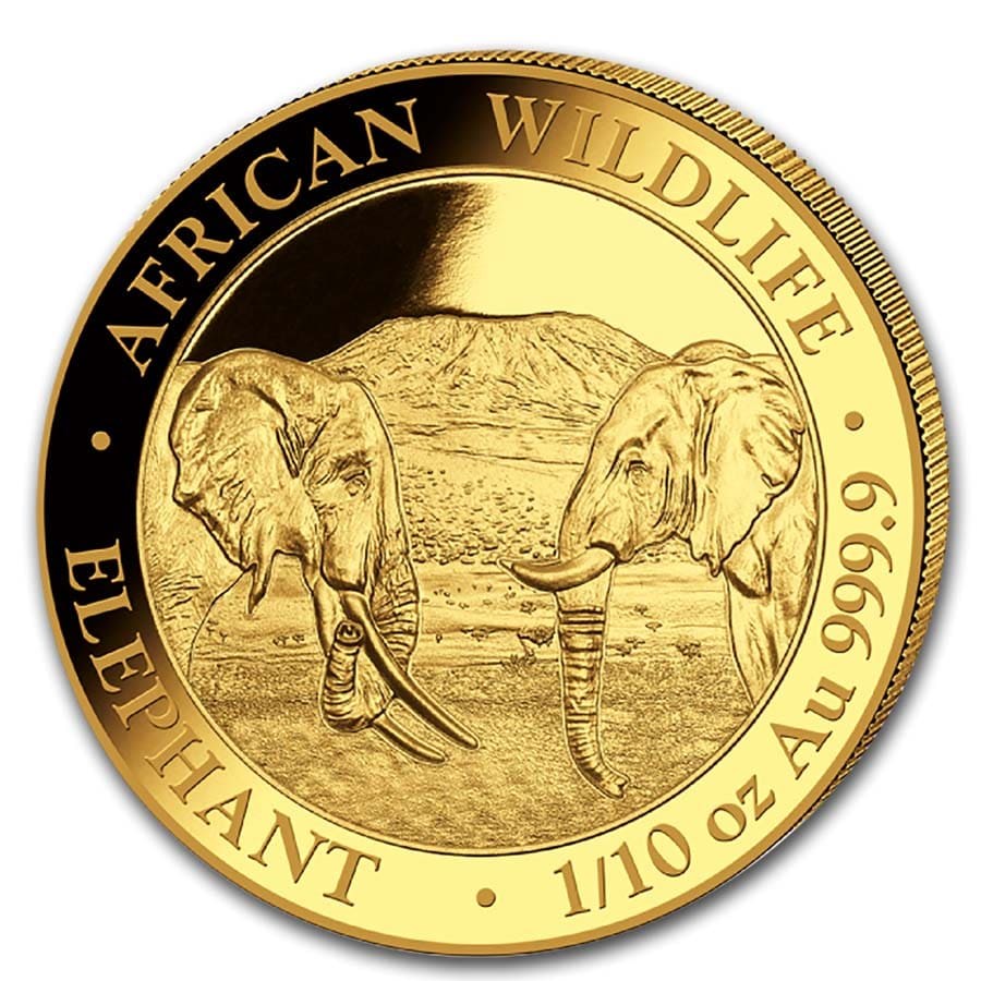 2020 Somalia 1/10 oz Gold African Elephant BU