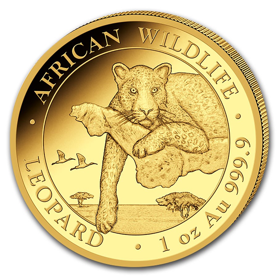 2020 Somalia 1 oz Gold African Wildlife Leopard BU