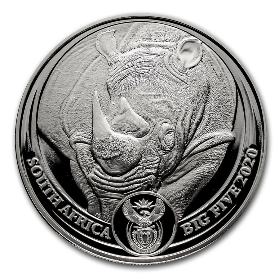 2020 South Africa 1 oz Silver Big Five Rhino BU