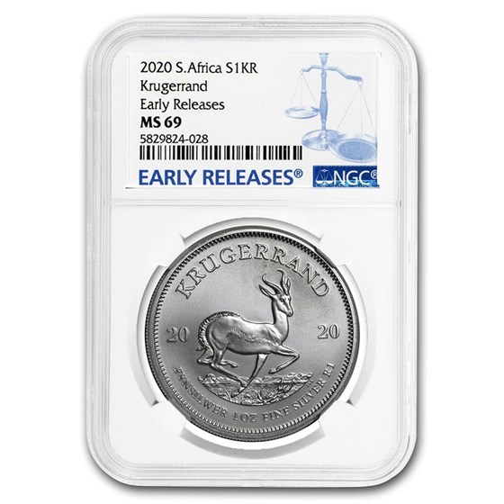 2020 South Africa 1 oz Silver Krugerrand MS-69 NGC (ER)