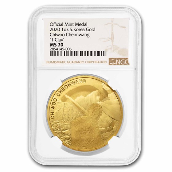 2020 South Korea 1 oz Gold 1 Clay Chiwoo Cheonwang MS-70 NGC 2020 South Korea 1 oz Gold 1 Clay Chiwoo Cheonwang MS-70 NGC