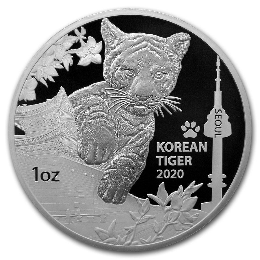 2020 South Korea 1 oz Silver Tiger Proof (w/ Box & COA)