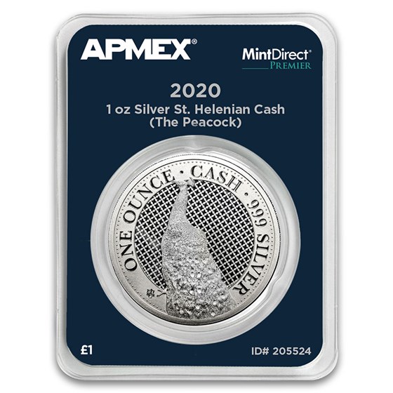 2020 St. Helena 1 oz Silver £1 Cash: The Peacock (MD® Premier) 2020 St. Helena 1 oz Silver £1 Cash: The Peacock (MD® Premier)