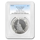 2020 St. Helena 1 oz Silver The Peacock MS-69 PCGS (First Day) 2020 St. Helena 1 oz Silver The Peacock MS-69 PCGS (First Day)