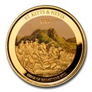 2020 St. Kitts and Nevis 1 oz Gold Brimstone Hill (Colorized)