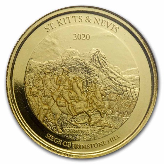 2020 St. Kitts & Nevis 1 oz Gold Brimstone Hill BU