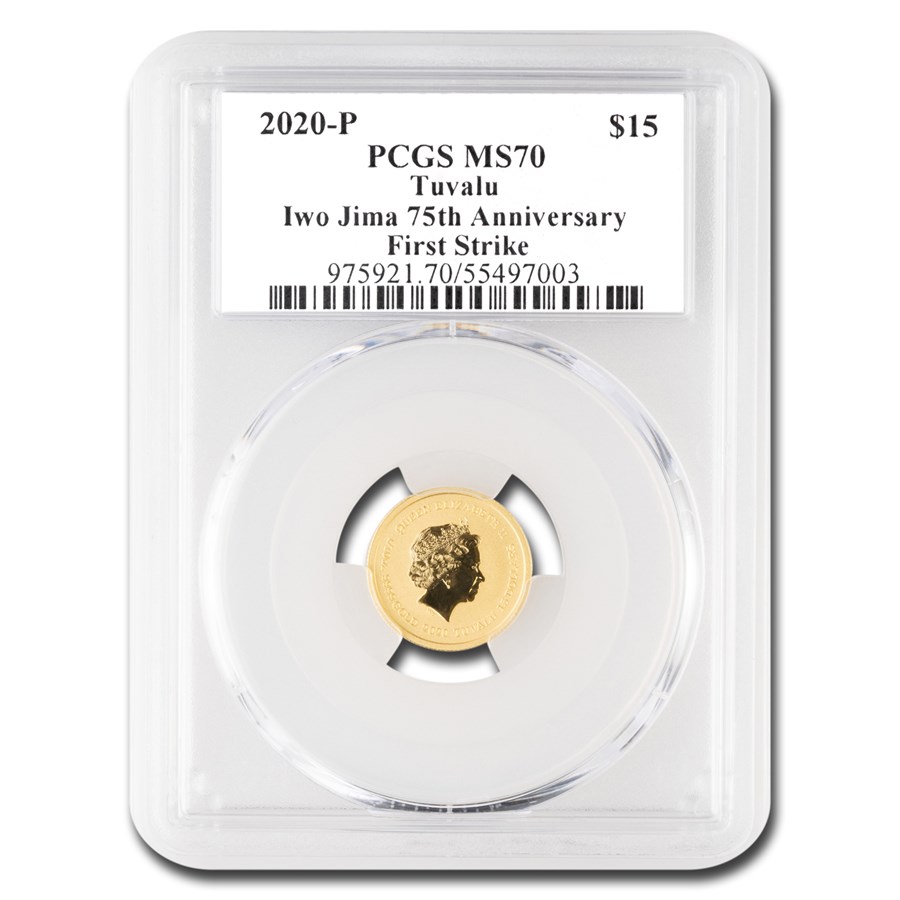 2020 Tuvalu 1/10 oz Gold Iwo Jima 75th Anniv MS-70 PCGS (FS)