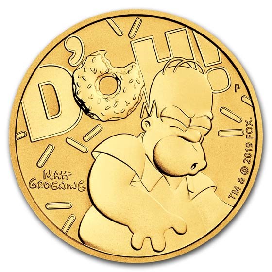 2020 Tuvalu 1 oz Gold The Simpsons: Homer BU