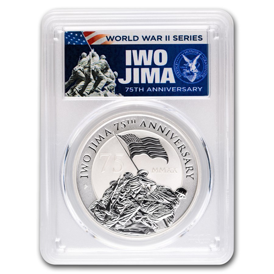 2020 Tuvalu 1 oz Silver Iwo Jima 75th Anniv MS-70 PCGS (FDI)