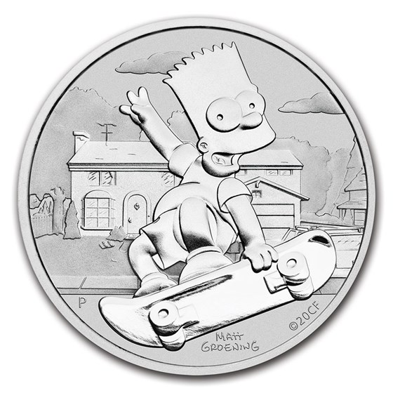 2020 Tuvalu 1 oz Silver The Simpsons: Bart Simpson BU