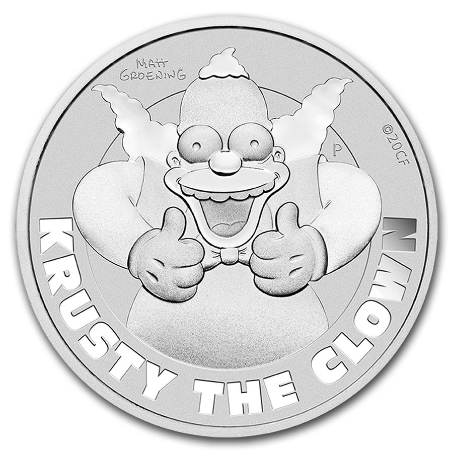 2020 Tuvalu 1 oz Silver The Simpsons: Krusty The Clown BU