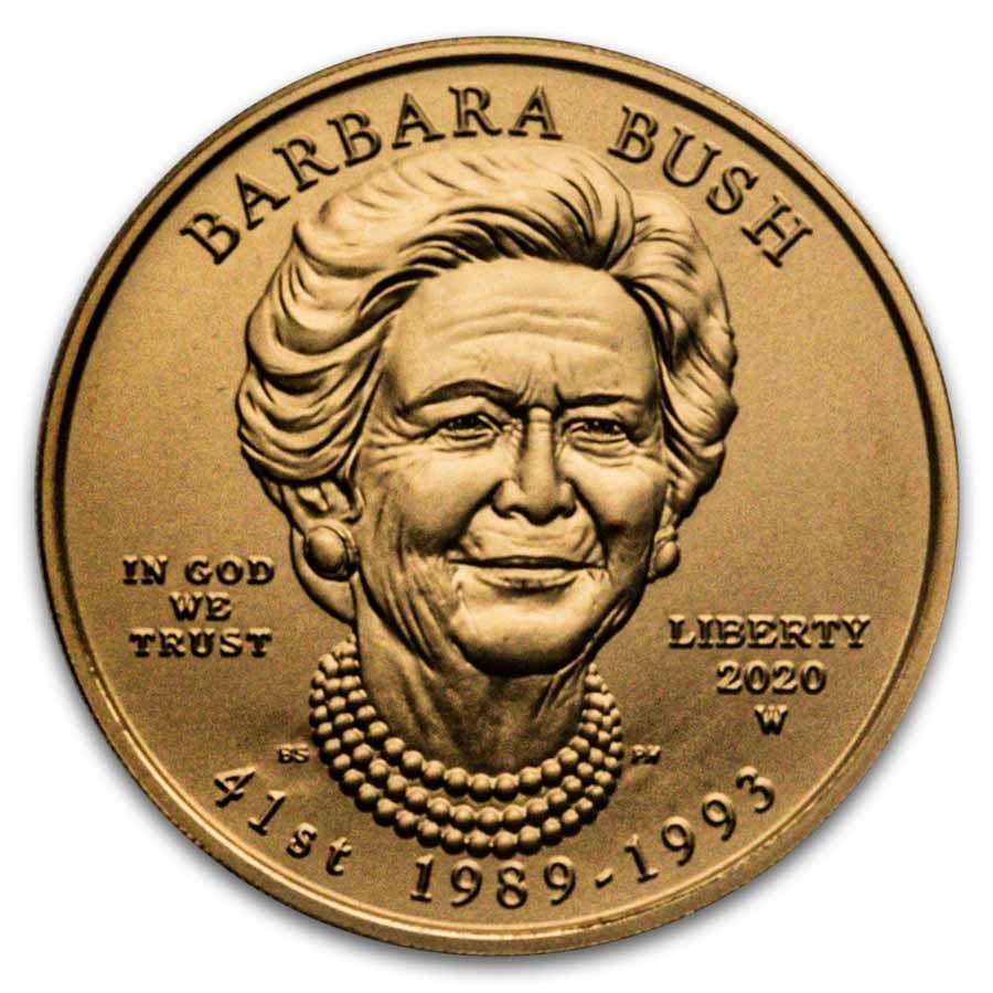 2020-W 1/2 oz Gold Barbara Bush BU (w/Box & COA)