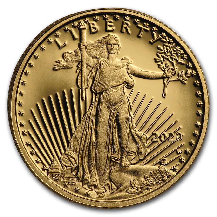2020-W 1/2 oz Proof American Gold Eagle (w/Box & COA)